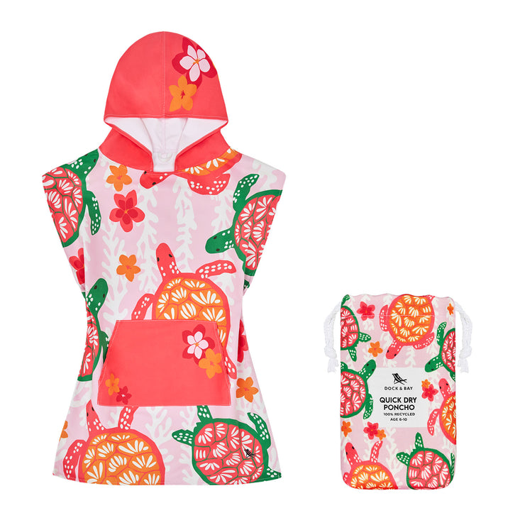 Dock & Bay Poncho - Kids - Turtley Tropical - GRS Certified - Outlet